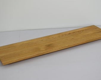 Mensola da parete in rovere selvatico, 66 x 15 x 2,6 cm, bordo svizzero, oliato naturalmente - mensola da parete in legno massiccio senza supporto visibile