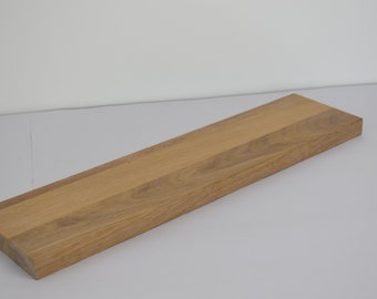 Mensola da parete in rovere, 53 x 13 x 2,6 cm, bordo dritto, oliato bianco - mensola da parete in legno massiccio senza supporto visibile