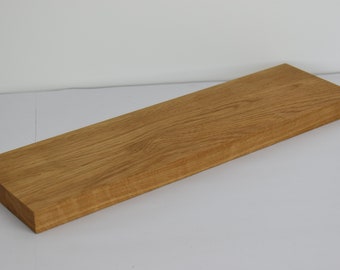 Mensola da parete in rovere, 45 x 13 x 2,6 cm, bordo dritto, oliato naturalmente - mensola da parete in legno massiccio senza staffa visibile