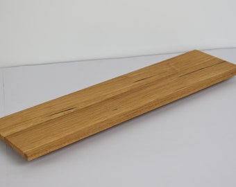 Mensola da parete in rovere selvatico, 50 x 13 x 2,6 cm, bordo svizzero, oliato naturalmente - mensola da parete in legno massiccio senza supporto visibile