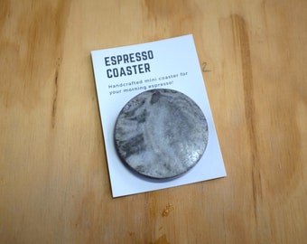 Purple Espresso Coaster Handmade with Jesmonite | Mini Coaster | Black Coaster | Marble Effect Coaster