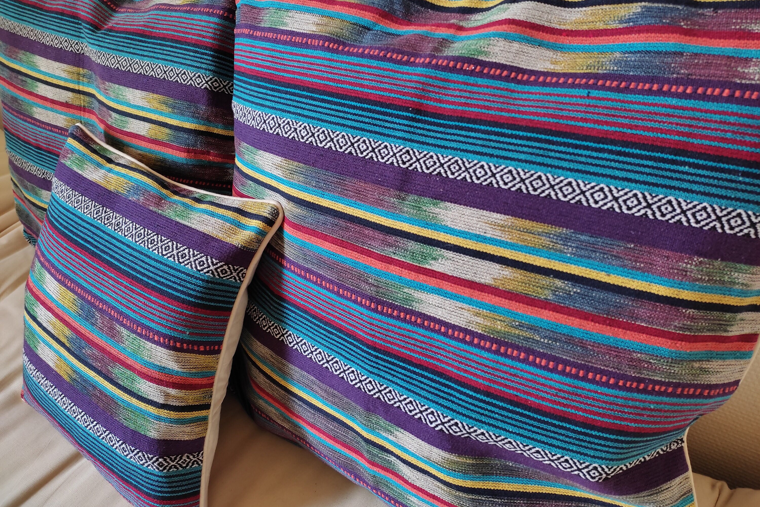 Housse de Coussin Tissée-Série Népal-40x40-60x60-Bleu