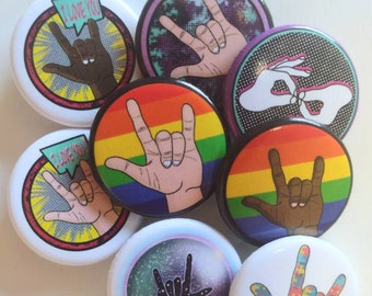 ASL i Love You Sign Language Buttons - Etsy