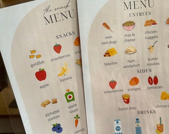 Pretend Play Restaurant Menu, Printable Play Menu, Boho Play Menu, Digital Download Play Menu, Kids Play Menu, Lunch and Snack Menu