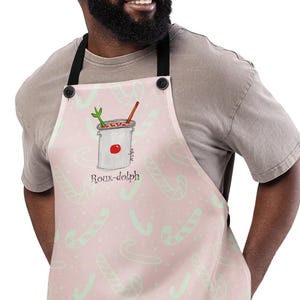 Delantal navideño cajún, Delantal de cocina Roux-Dolph the Gumbo Pot, Regalo de cocina de Luisiana