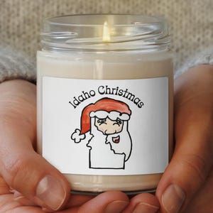 Idaho Santa Christmas Candle – Funny State Holiday Soy Candle, Whimsical Idaho Christmas Decor Gift