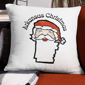 Cuscino natalizio di Babbo Natale dell&#39;Arkansas - Cuscino natalizio divertente, regalo di decorazioni natalizie fantasiose dell&#39;Arkansas