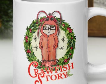 A Crawfish Story Mug, Louisiana Christmas Gift, Cajun Crawfish Holiday Coffee Cup