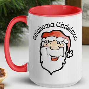Oklahoma Santa Claus Coffee Mug – State Christmas Cup for Holiday Cheer