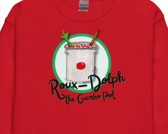 Cajun Christmas Kids Sweatshirt, Roux-Dolph the Gumbo Pot Pullover, Louisiana Christmas Shirt