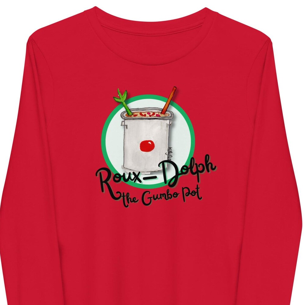 Kids Funny Christmas Shirt, Long Sleeve Tee, Roux-Dolph The Gumbo Pot, Louisiana Christmas, Christmas T-Shirt, Christmas Gift, Roux-Dolph