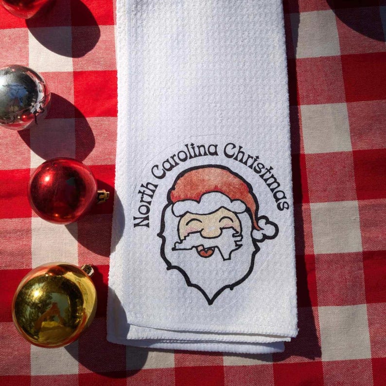 North Carolina Christmas Tea Towel, North Carolina Christmas Gifts