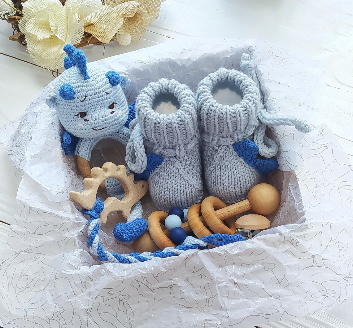 Baby Boy Dragon Toy Congratulations Pregnancy Gift Box Blue Dragon Baby ...