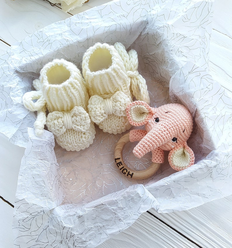 New Baby Girl Gift Box for Safari Themed Baby Shower, Crochet Elephant ...