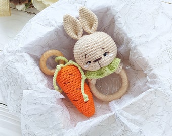 My 1st Easter Basket Stuffer Bunny baby easter gift box set Crochet Bunny baby toy & Soft carrot Infant Toys Baby Easter Gift for newborn