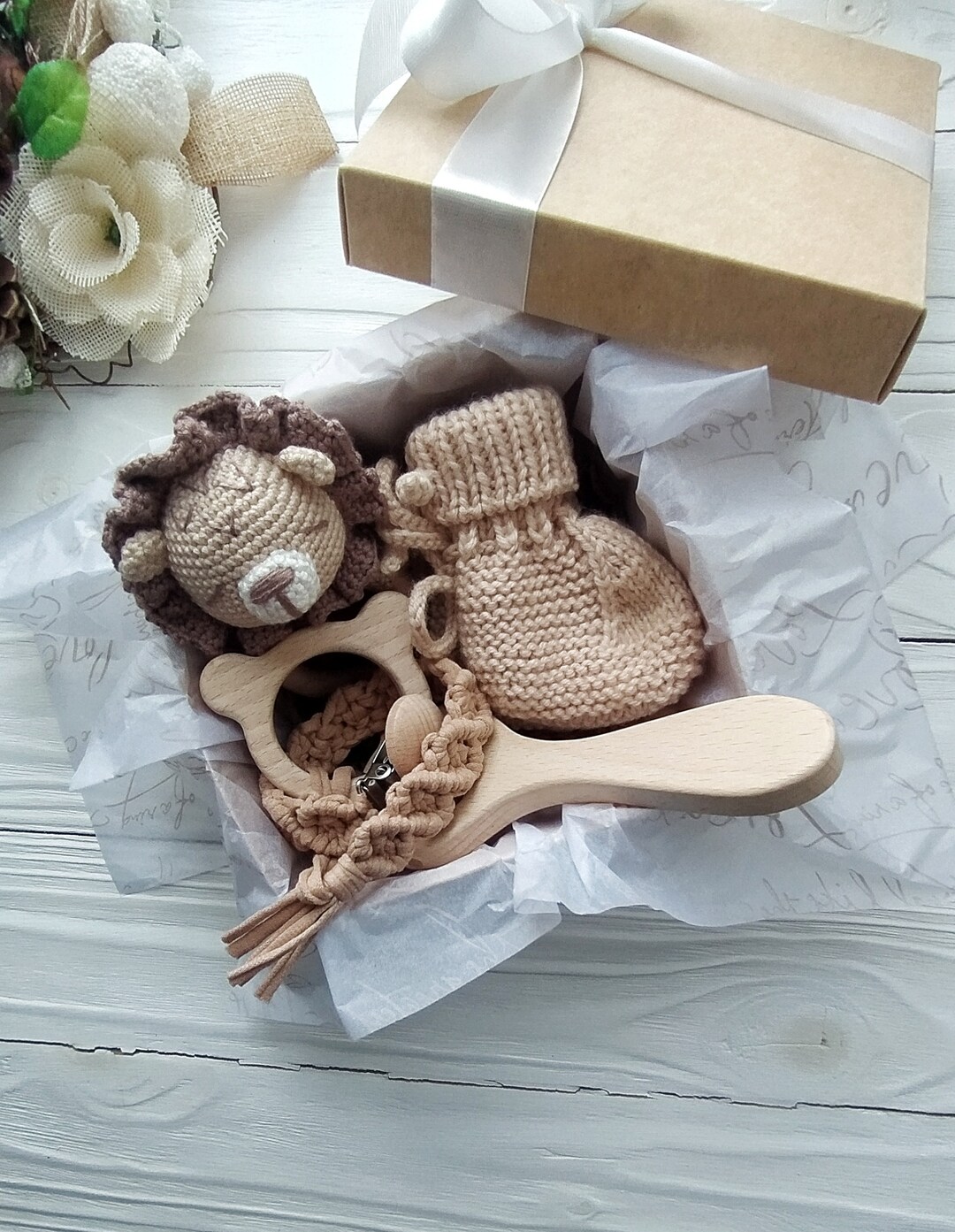 Personalized Lion Baby Boy Toy Gift Basket for Expecting Mom, New Baby ...