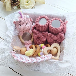 Dragon Baby Girl Rassel Glückwünsche Schwangerschaft Geschenk Box Dragon Baby Girl Shower Geschenk Set Neue Mutter Geschenkkorb Neugeborene Baby Girl Geschenk