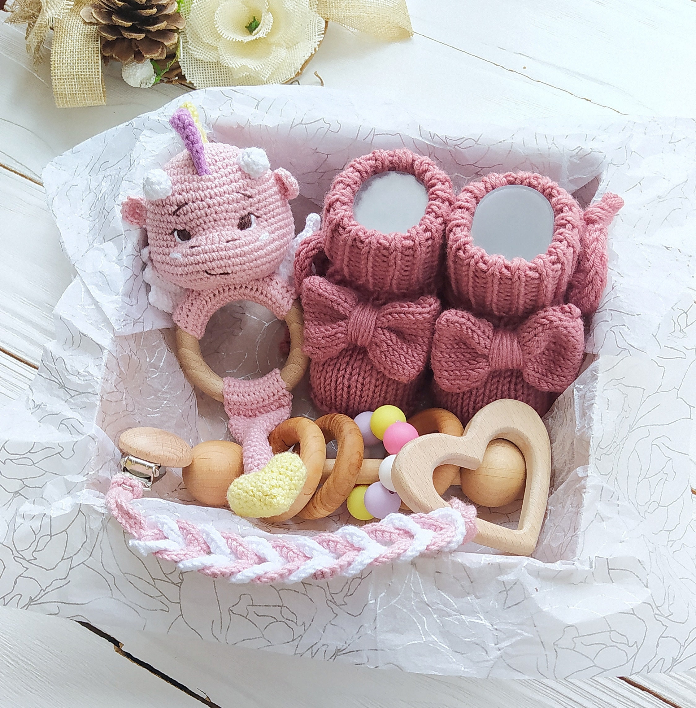 Dragon Baby Girl Rattle Congratulations Pregnancy Gift Box Dragon Baby ...
