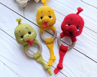 Snake baby rattle toy gift Baby shower gift Organic Newborn gift  Amigurumi crochet rattle Baby toy Nursery toy Snake toy baby announcement