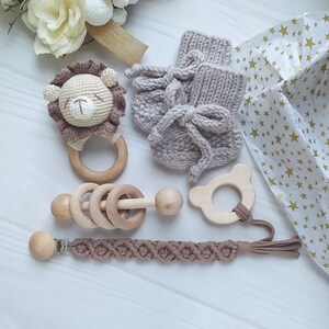 Lion Baby Boy Toy Gift Box, Newborn Gift Set Personalized, Beige Baby ...