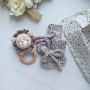 Lion Baby Boy Toy Gift Box, Newborn Gift Set Personalized, Beige Baby ...