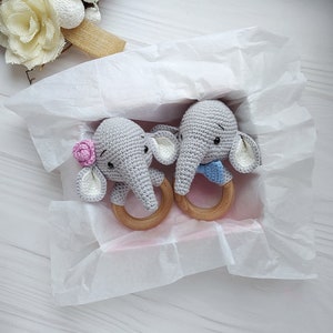 Twins baby pregnancy gift box, Elephant baby gift, Safari jungle baby shower gift box for newborn, Elephant baby rattle toy