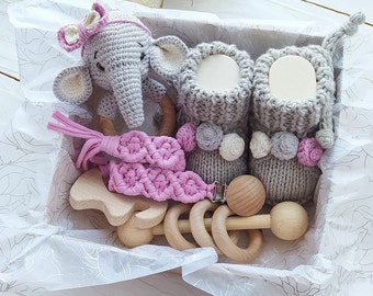 Elefant Baby-Geschenk, Baby-Geschenk-Box, Neuer Baby-Geschenkkorb, Einzigartiges Baby-Dusche-Geschenk, Neugeborenen-Baby-Geschenk-Set, Elefant Spielzeug