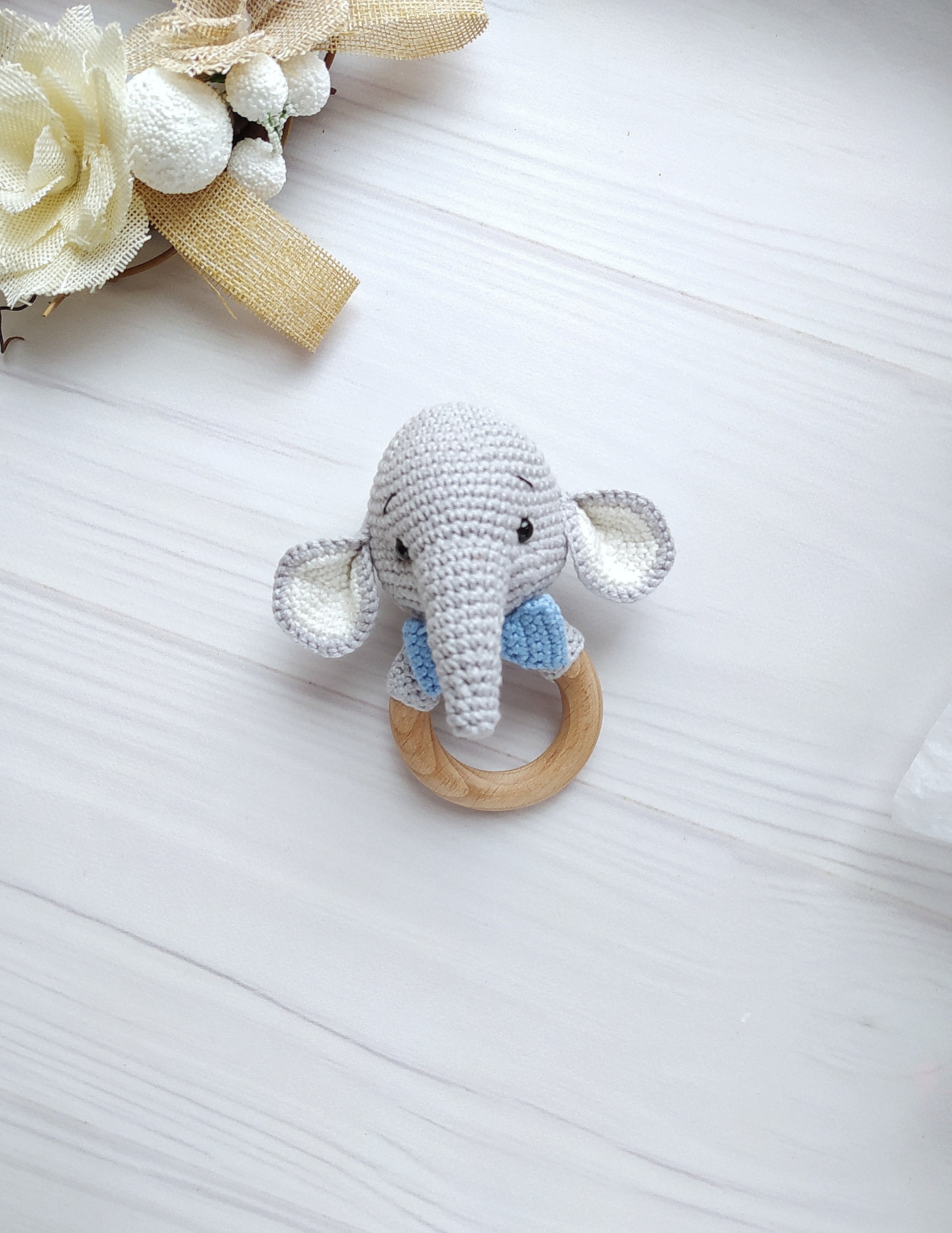 New Baby Boy Gift Basket, Personalized Elephant Baby Rattle Toy Gift ...