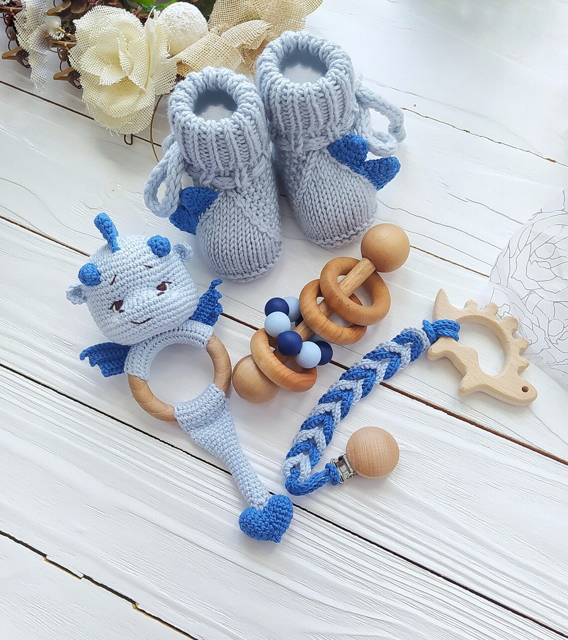 Baby Boy Dragon Toy Congratulations Pregnancy Gift Box Blue Dragon Baby ...