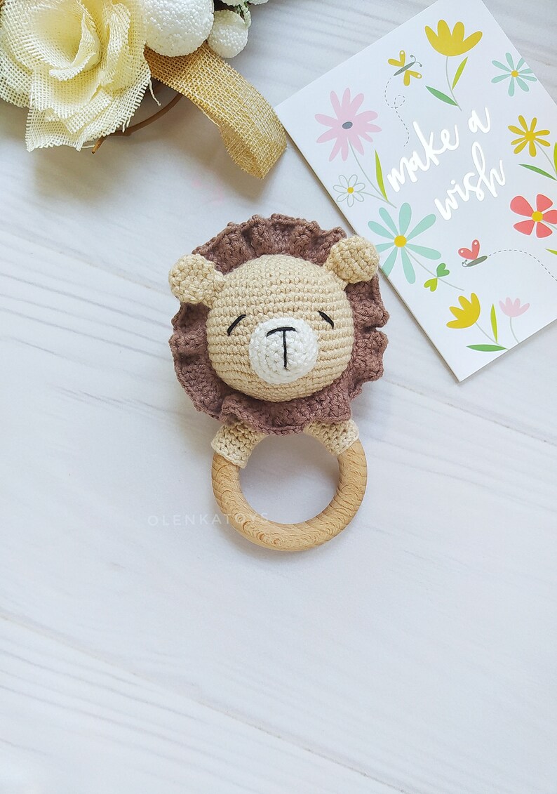 Personalized Lion Baby Rattle Gift Wooden Baby Toys Baby Boy Safari ...