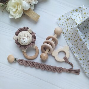 Lion Baby Boy Toy Gift Box, Newborn Gift Set Personalized, Beige Baby ...