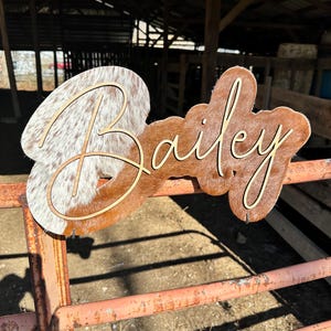Custom Genuine Cowhide Name Sign