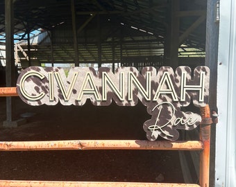 Cowhide fabric name sign