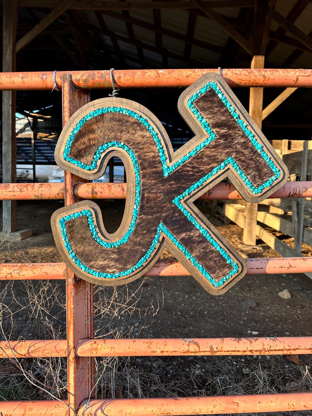 Name Inlay Turquoise Inlay Cowhide Name Sign - Etsy