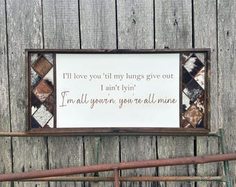 Genuine cowhide diamond lyric sign