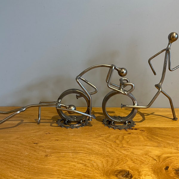 Triathlon Sculpture Metal Art, Triathlon gift, Triathlon Trophy, Welded Triathlon, metal triathlon art, metal bike art