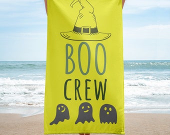 Boo Crew Ghost Beach Towel: Halloween Party, Soft Cotton Blend