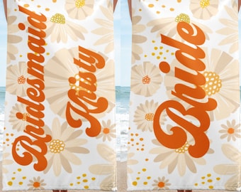 Personalized Floral Beach Towel, Bride & Bridesmaid Gift