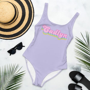 Personalized Purple One-Piece Swimsuit: Custom Beachwear