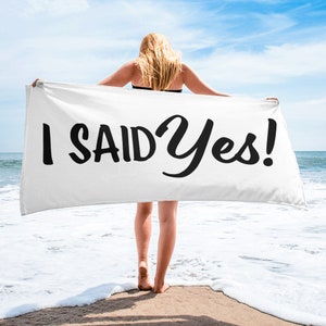 I Said yes! Future Mrs Name Beach Towel, Bride Bachelorette Party Just Married Newlywed Honeymoon Name Beach Towel Gift