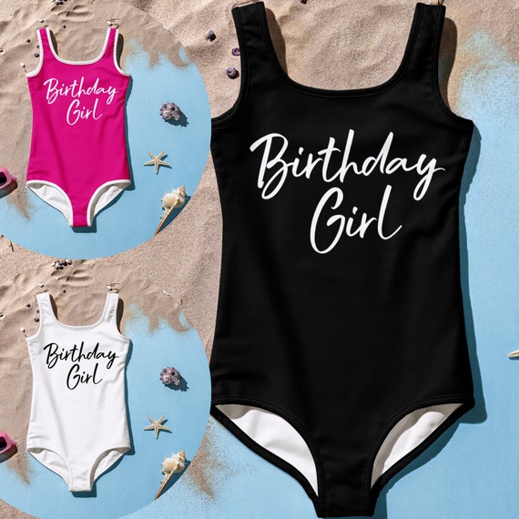 Girl Birthday Swimsuit Customized Kids Swimwear Birthday Girl Bathing Suit Birthday Pool Party Childs Beachwear Etsy