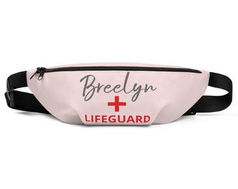 Lifeguard Fanny Pack: Pink Polyester Waist Bag