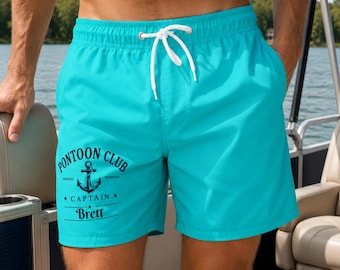 Calção de banho masculino Pontoon Club Anchor Captain | Calção de banho personalizado para homens