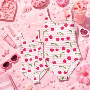 Mommy and Me Cherry Swimsuit: Women's & Girls' Matching Swimwear