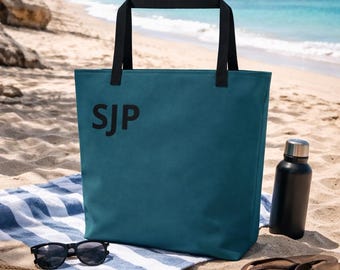 Bolsa de playa con iniciales personalizadas: bolsa de viaje mediana, regalo para padrinos de boda