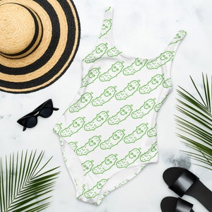 In My Pickle Era Swimsuit, Pickle Lover Items, Funny Pickles Bathing Suits, Pickle Gift Swimwear, Retro Pickle One-Piece Swimsuit