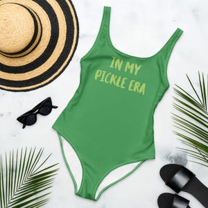 In My Pickle Era Swimsuit, Pickle Lover Items, Funny Pickles Bathing Suits, Pickle Gift Swimwear, Retro Pickle One-Piece Swimsuit
