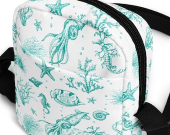 Personalized Ocean Life Crossbody Bag: Water-Resistant Travel Purse