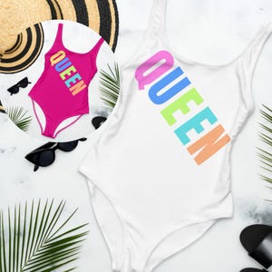 Maiô feminino Queen One-Piece, maiô queen multicolorido para adolescentes, maiô mamãe e eu