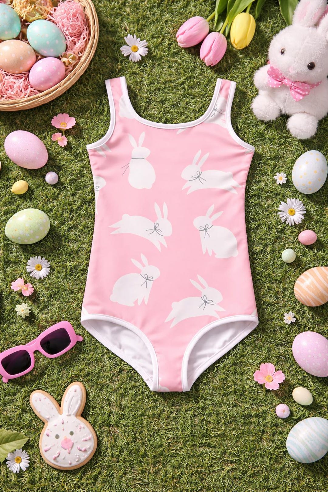 Bunny Rabbit Girls Swimsuit: Easter Toddler Swimwear, UPF 40 - Etsy